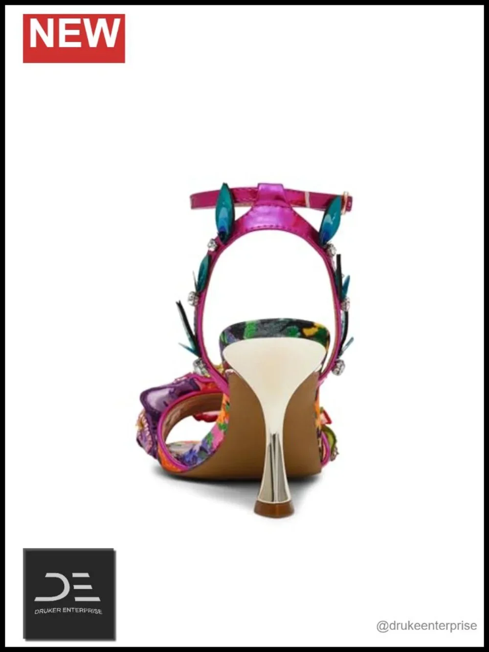 Heeled Sandals with 3D Floral Ankle Strap Stiletto Open Toe